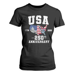 250th Anniversary USA T Shirt For Women 4th of July America US Flag Patriotic 250 Years American Flag TS10 Black Print Your Wear