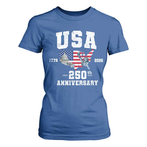 250th Anniversary USA T Shirt For Women 4th of July America US Flag Patriotic 250 Years American Flag TS10 Royal Blue Print Your Wear