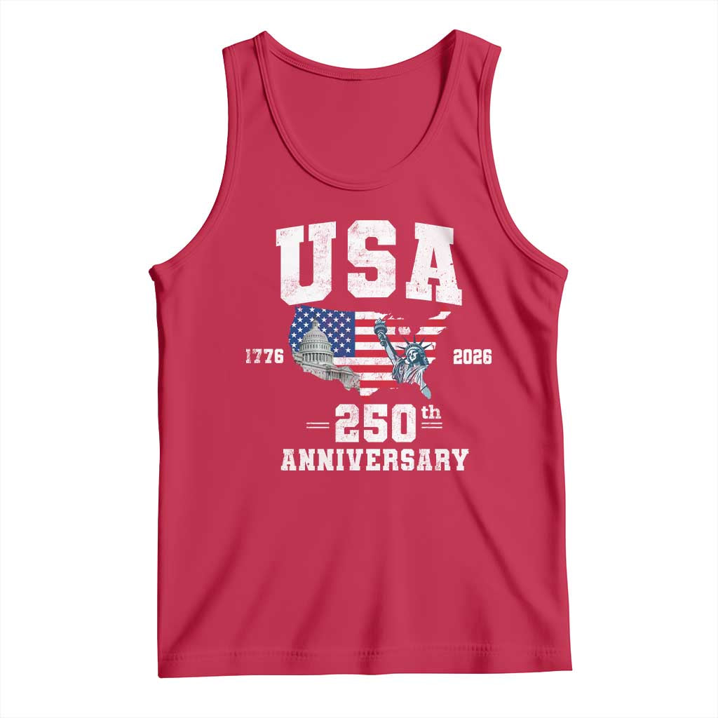 250th Anniversary USA Tank Top 4th of July America US Flag Patriotic 250 Years American Flag
