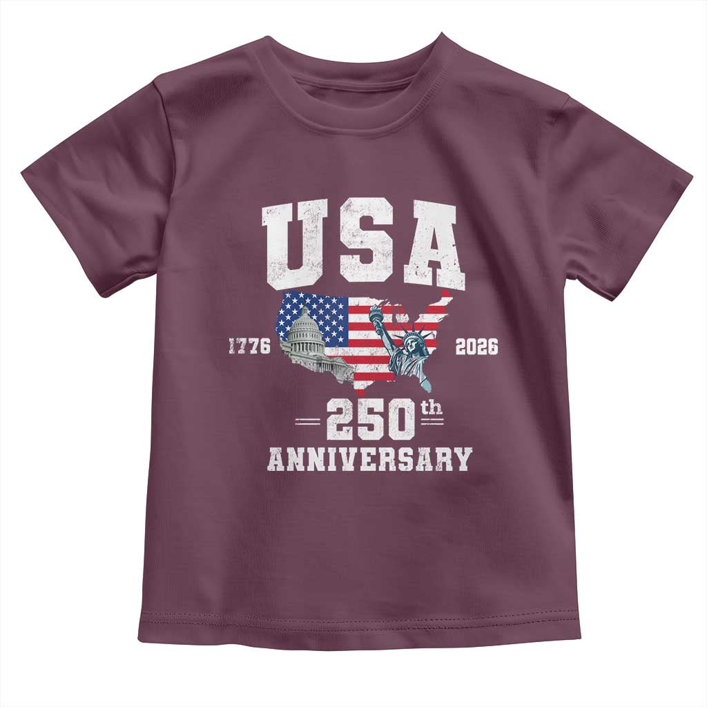 250th Anniversary USA Toddler T Shirt 4th of July America US Flag Patriotic 250 Years American Flag