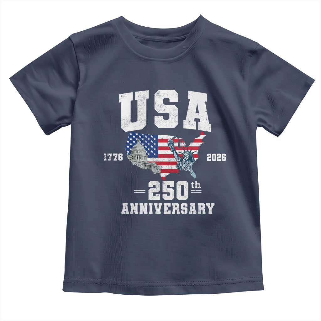 250th Anniversary USA Toddler T Shirt 4th of July America US Flag Patriotic 250 Years American Flag