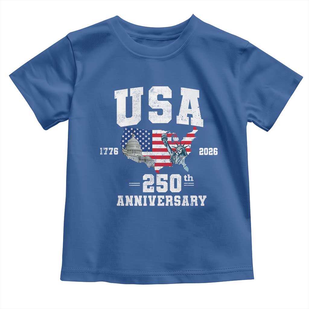 250th Anniversary USA Toddler T Shirt 4th of July America US Flag Patriotic 250 Years American Flag