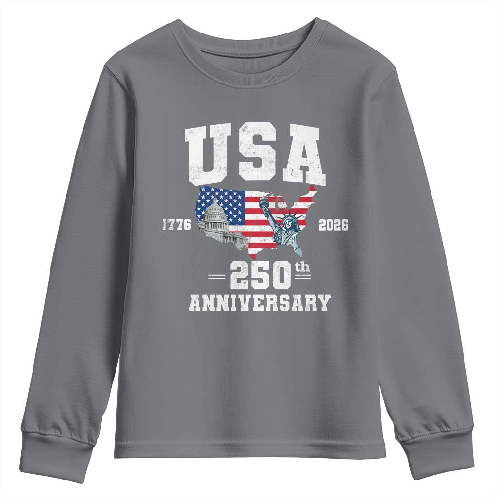 250th Anniversary USA Youth Sweatshirt 4th of July America US Flag Patriotic 250 Years American Flag