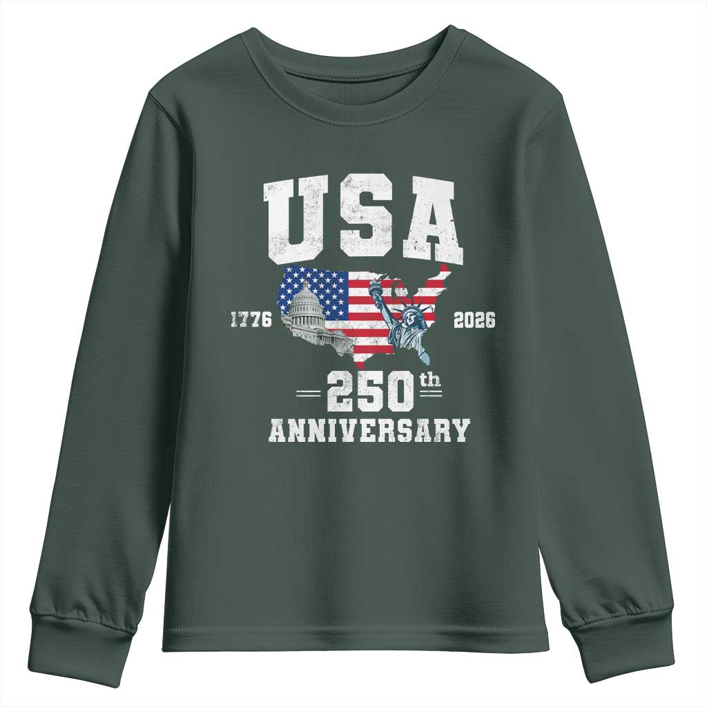 250th Anniversary USA Youth Sweatshirt 4th of July America US Flag Patriotic 250 Years American Flag