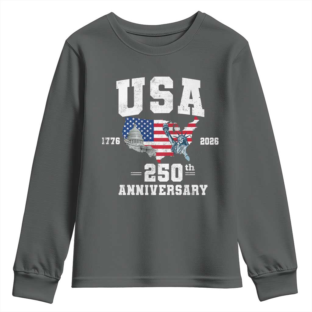 250th Anniversary USA Youth Sweatshirt 4th of July America US Flag Patriotic 250 Years American Flag