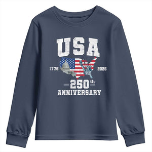 250th Anniversary USA Youth Sweatshirt 4th of July America US Flag Patriotic 250 Years American Flag