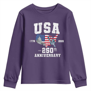 250th Anniversary USA Youth Sweatshirt 4th of July America US Flag Patriotic 250 Years American Flag