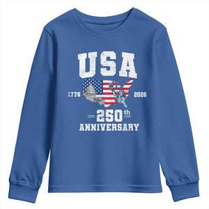 250th Anniversary USA Youth Sweatshirt 4th of July America US Flag Patriotic 250 Years American Flag