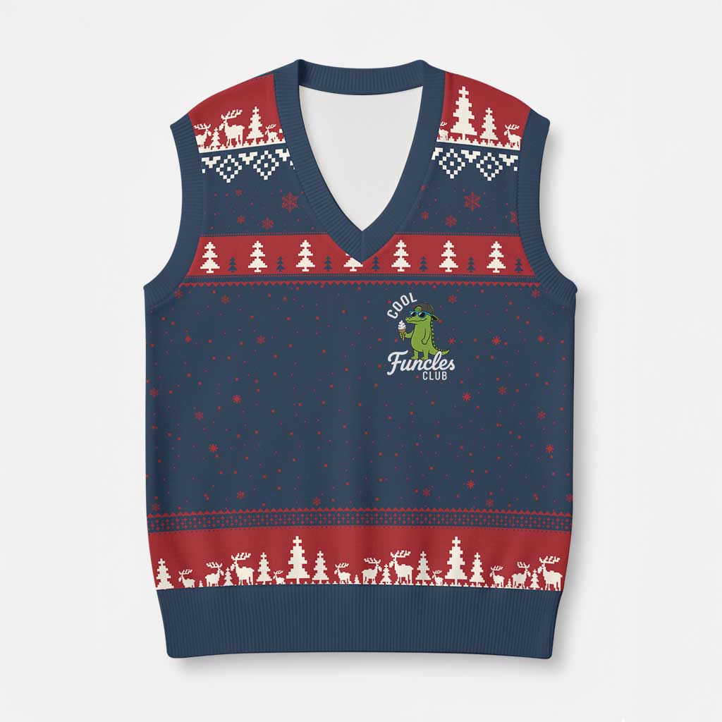 Funny Uncle V-Neck Knit Sweater Vest Cool Funcles Club Funcle Alligator