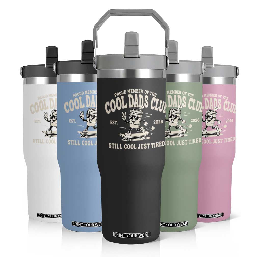 Cool Dads Club Flip Straw Tumbler Retro Skater Fatherhood Still Cool Just Tired Funny Dad Gifts