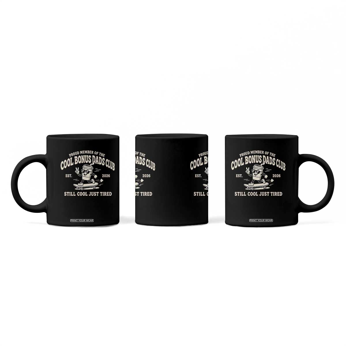 Cool Bonus Dads Club Coffee Mug Retro Skater Fatherhood Still Cool Just Tired Funny Step Dad Gifts