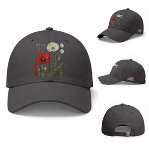 Summer Red Poppy Flower Botanical Poppies Vintage Print Memorial Day Floral Graphic Baseball Cap