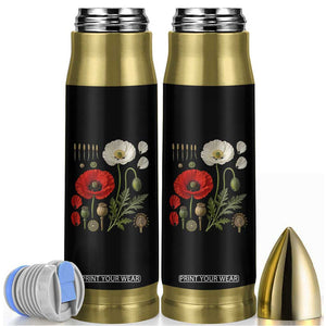 Summer Red Poppy Flower Botanical Poppies Vintage Print Memorial Day Floral Graphic Bullet Tumbler