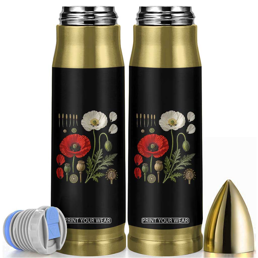 Summer Red Poppy Flower Botanical Poppies Vintage Print Memorial Day Floral Graphic Bullet Tumbler