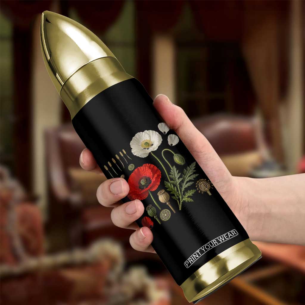 Summer Red Poppy Flower Botanical Poppies Vintage Print Memorial Day Floral Graphic Bullet Tumbler