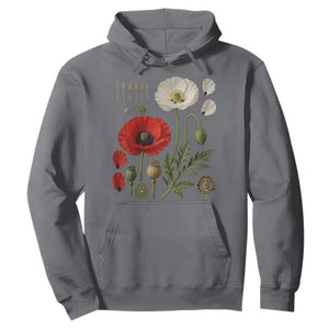 Summer Red Poppy Flower Botanical Poppies Vintage Print Memorial Day Floral Graphic Hoodie