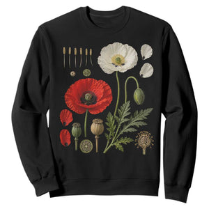 Summer Red Poppy Flower Botanical Poppies Vintage Print Memorial Day Floral Graphic Sweatshirt
