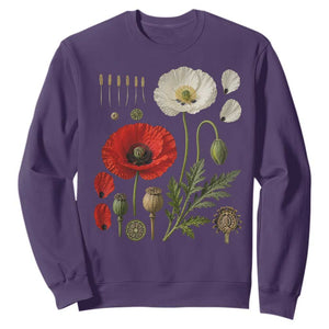 Summer Red Poppy Flower Botanical Poppies Vintage Print Memorial Day Floral Graphic Sweatshirt