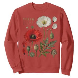 Summer Red Poppy Flower Botanical Poppies Vintage Print Memorial Day Floral Graphic Sweatshirt