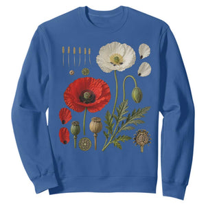 Summer Red Poppy Flower Botanical Poppies Vintage Print Memorial Day Floral Graphic Sweatshirt