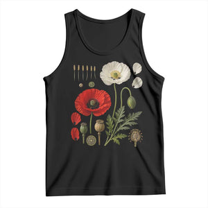 Summer Red Poppy Flower Botanical Poppies Vintage Print Memorial Day Floral Graphic Tank Top
