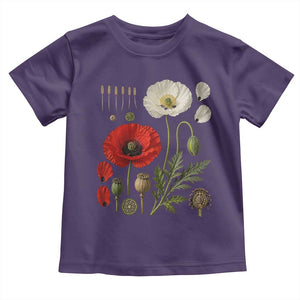 Summer Red Poppy Flower Botanical Poppies Vintage Print Memorial Day Floral Graphic Toddler T Shirt