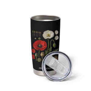 Summer Red Poppy Flower Botanical Poppies Vintage Print Memorial Day Floral Graphic Tumbler Cup