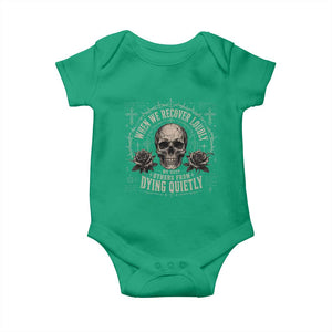 Addiction Recovery Baby Onesie When We Recover Loudly Vintage Skull Graphic