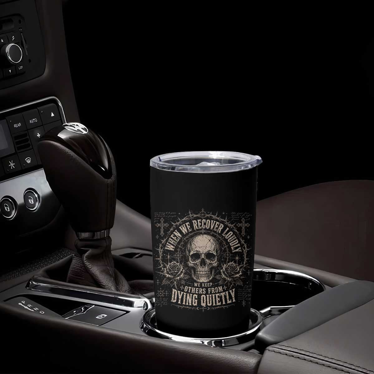 Addiction Recovery Tumbler Cup When We Recover Loudly Vintage Skull Graphic