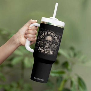 Addiction Recovery Tumbler With Handle When We Recover Loudly Vintage Skull Graphic