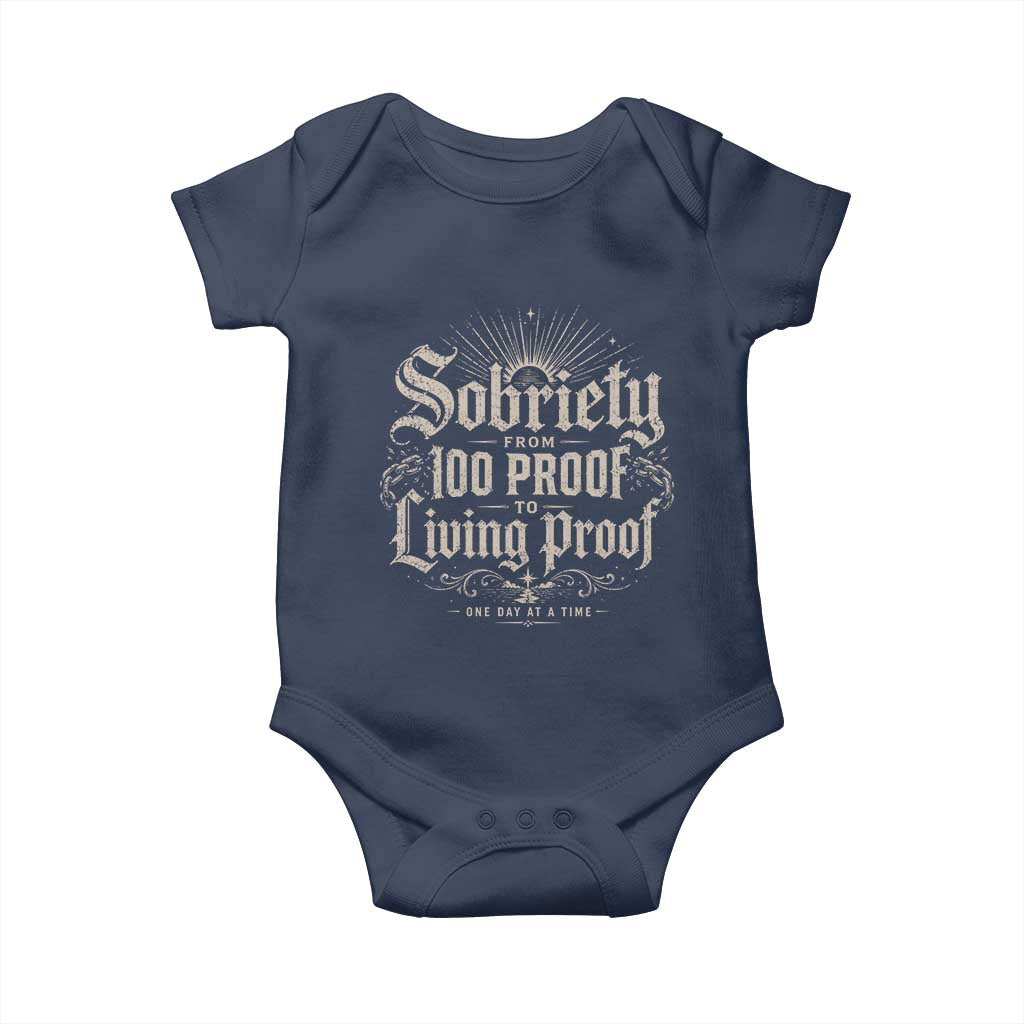 Sobriety Anniversary Baby Onesie Living Proof Sober Recovery Graphic