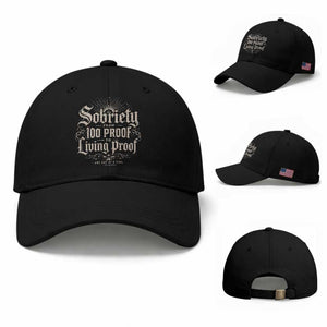 Sobriety Anniversary Baseball Cap Living Proof Sober Recovery Graphic