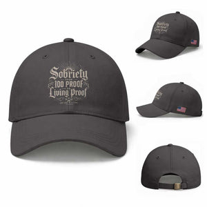 Sobriety Anniversary Baseball Cap Living Proof Sober Recovery Graphic