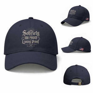 Sobriety Anniversary Baseball Cap Living Proof Sober Recovery Graphic