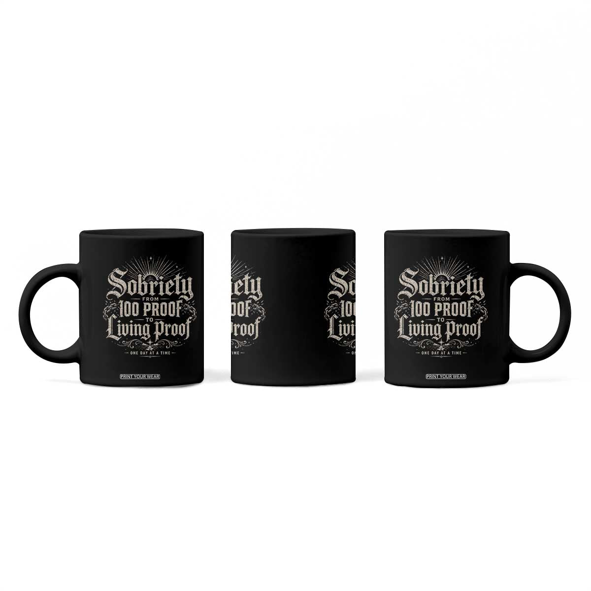 Sobriety Anniversary Coffee Mug Living Proof Sober Recovery Graphic