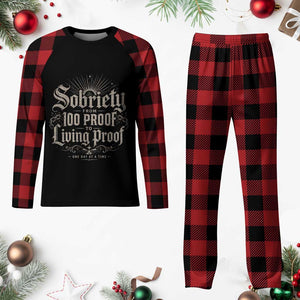 Sobriety Anniversary Plaid Pajama Set Living Proof Sober Recovery Graphic