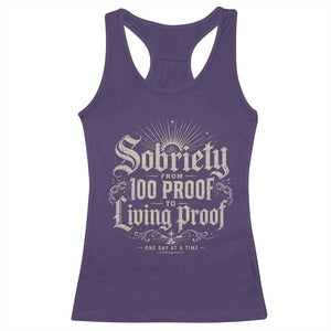 Sobriety Anniversary Racerback Tank Top Living Proof Sober Recovery Graphic