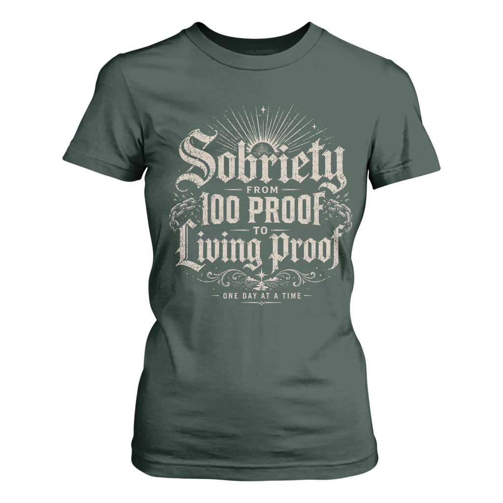 Sobriety Anniversary T Shirt For Women Living Proof Sober Recovery Graphic