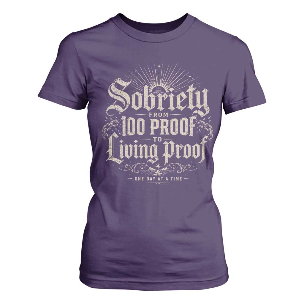 Sobriety Anniversary T Shirt For Women Living Proof Sober Recovery Graphic