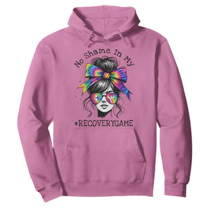 No Shame In My Recovery Game Hoodie Messy Bun Semicolon Graphic