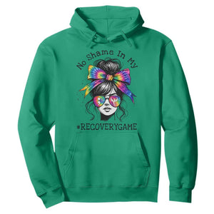 No Shame In My Recovery Game Hoodie Messy Bun Semicolon Graphic