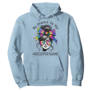 No Shame In My Recovery Game Hoodie Messy Bun Semicolon Graphic