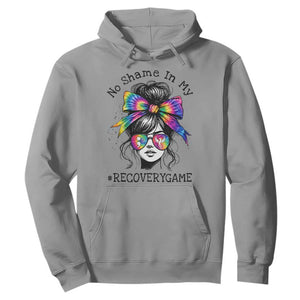 No Shame In My Recovery Game Hoodie Messy Bun Semicolon Graphic