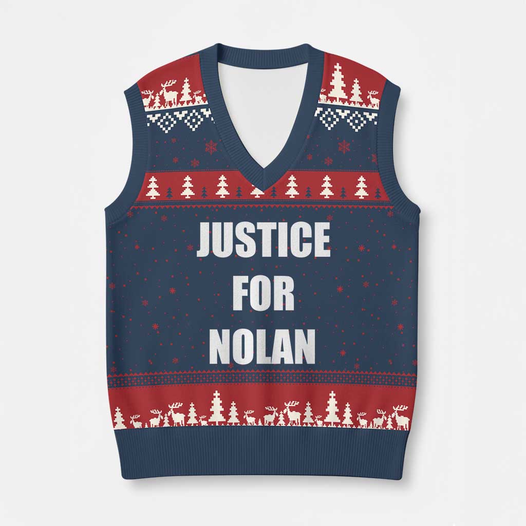 Justice for Nolan V-Neck Knit Sweater Vest Support and Rememberence Memorial TS10 Navy Red Print Your Wear