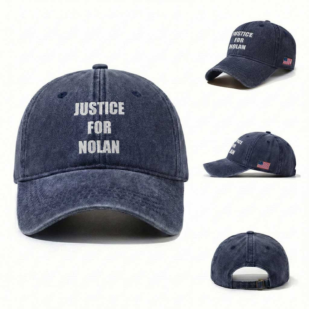 Justice for Nolan Washed Cotton Baseball Cap Support and Rememberence Memorial