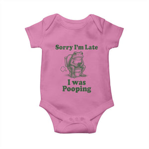 Sorry Im Late I Was Pooping Funny Frog Meme Baby Onesie TS10 Azalea Print Your Wear