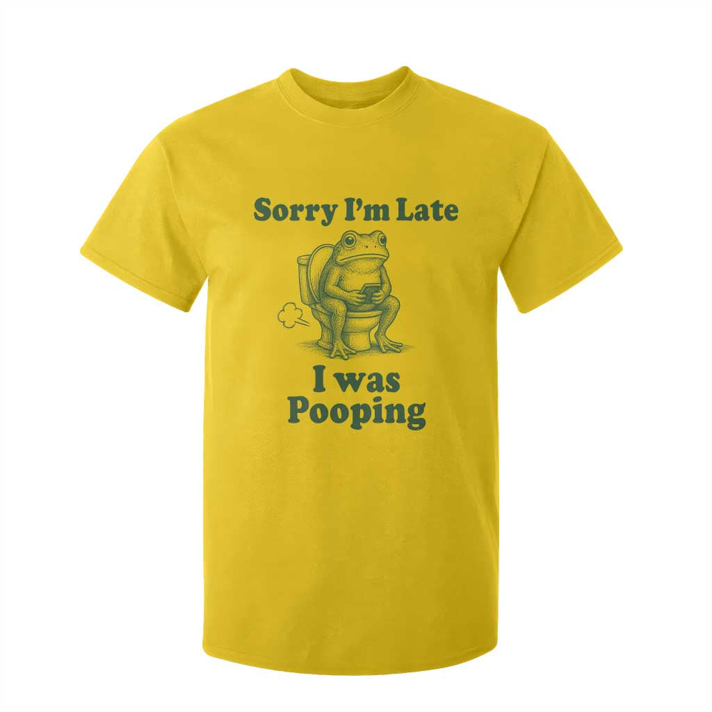 Sorry Im Late I Was Pooping Funny Frog Meme T Shirt For Kid TS10 Daisy Print Your Wear