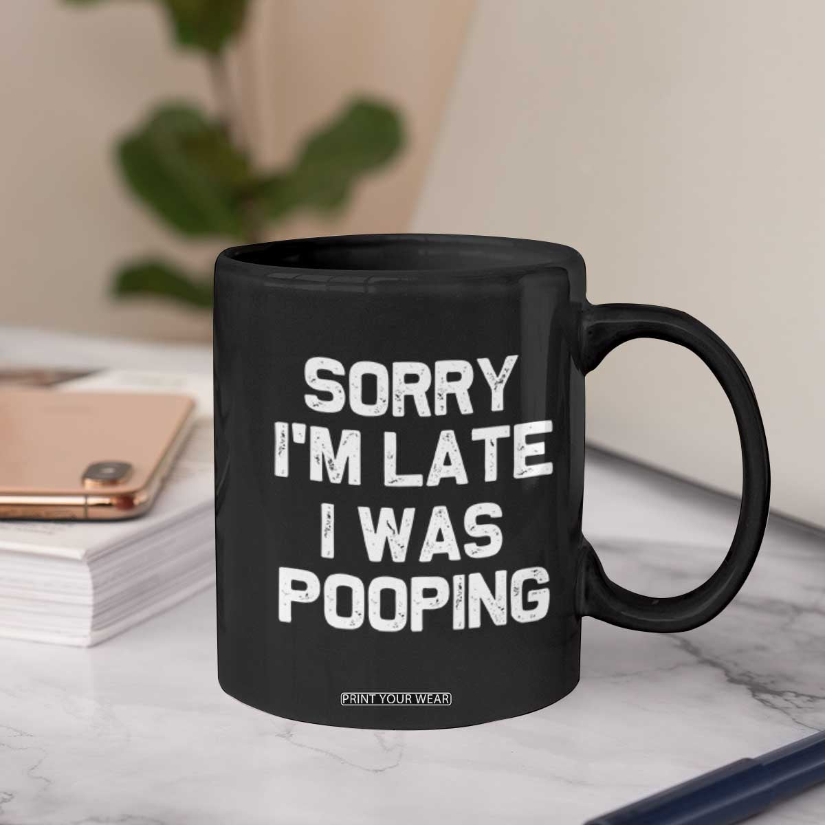 Sorry Im Late I Was Pooping Coffee Mug Skibidi Brainrot Pooping Meme Graphic