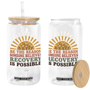 Recovery Sobriety Glass Can Sober Life Believes Recovery is Possible Hippie Vintage Graphic