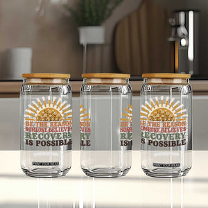 Recovery Sobriety Glass Can Sober Life Believes Recovery is Possible Hippie Vintage Graphic